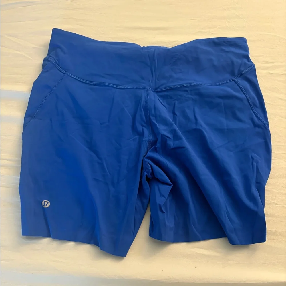 Lululemon Athletica Base Pace Blazer Blue Bike Shorts with high Waistband 6” - Picture 2 of 2